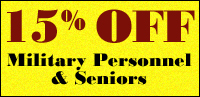 15% OFF Residential interior and/or exterior painting discounts for Military Personnel and Seniors